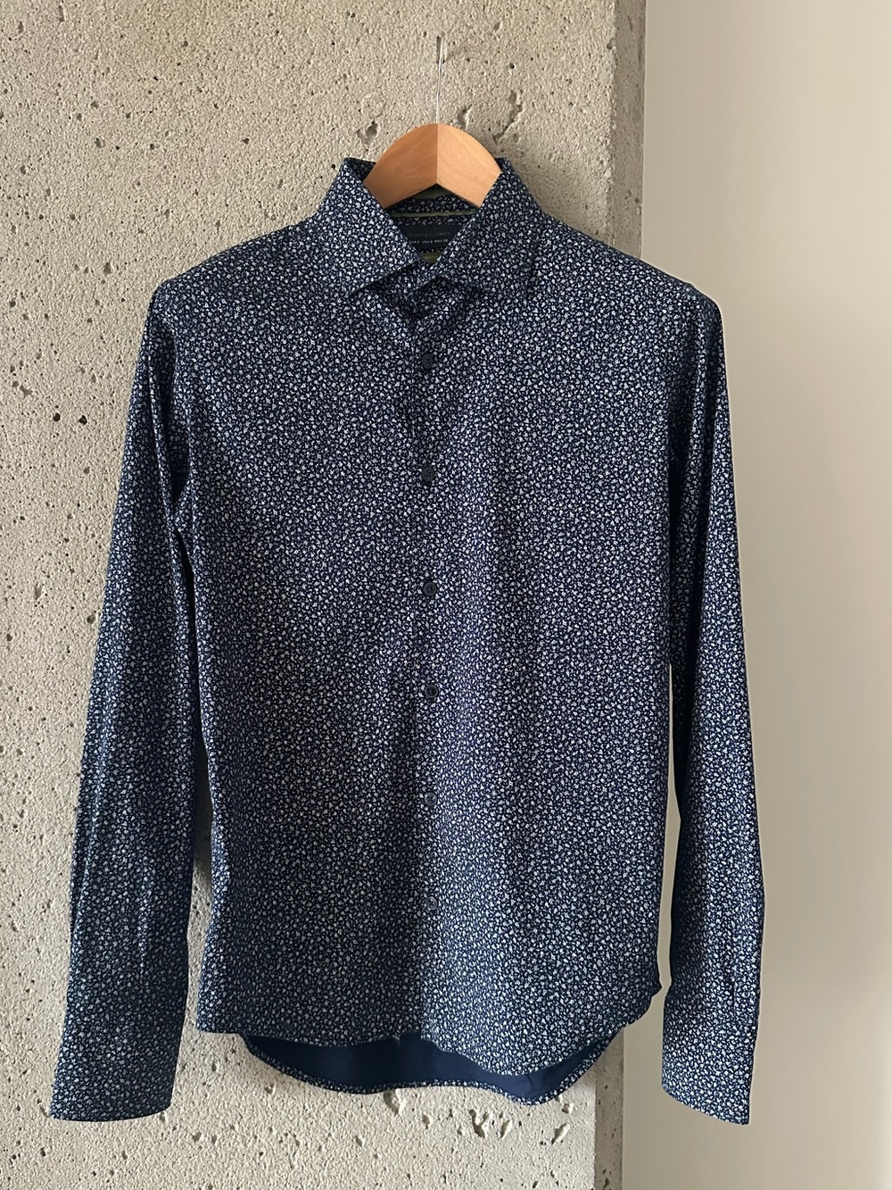 Denim & Flower Navy Floral Long Sleeve Dress Shirt S